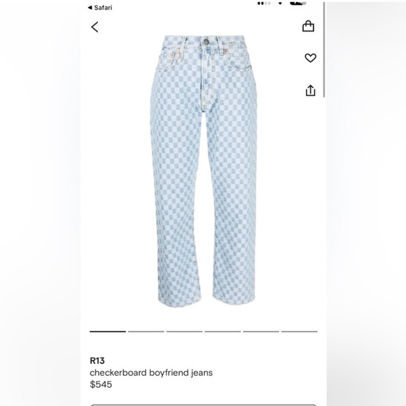 R13 checkerboard jeans size 24 - Picture 4 of 9
